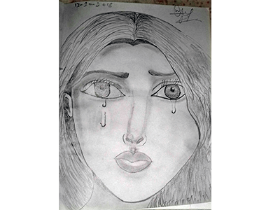 Crying girl pencil sketch sketch
