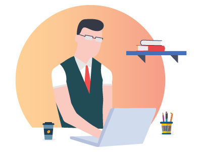 CEO boss ceo email illustration office work working man