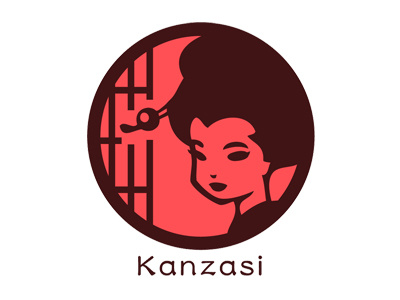 Kanzasi character illustration japan kyoto logo maiko