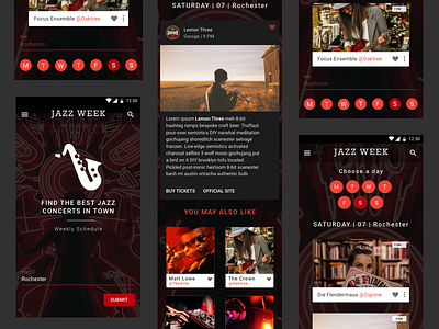 Jazz Week Concept app concert event gigs interface jazz material design music ui