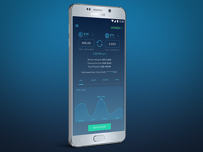 Moneda | Cryptocurrency App app bitcoin chart converter crypto cryptocurrency currency dark fintech ui wallet