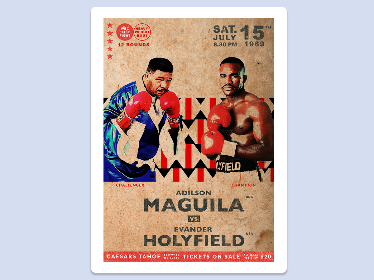 Maguila Vs Holyfield Boxing Poster: Holyfield Vs. Maguila by Bruno L. on Dribbble