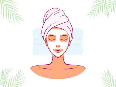 Illustration • Spa beauty flat icons illustraion relax spa vector woman