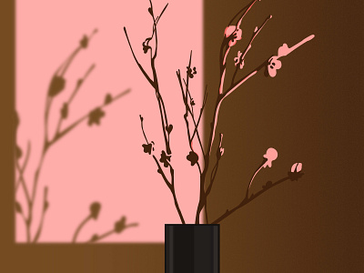 sakura window illustration 1 color ecology graphic home illustration illustrator plant sakura simple vector