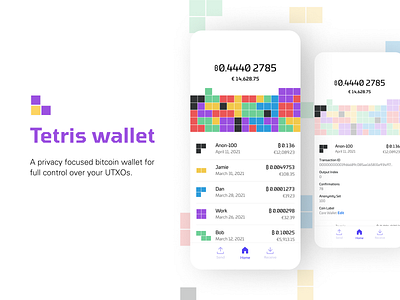 Tetris bitcoin wallet bank bitcoin blockchain crypto finance privacy product productdesign transaction ui uidesign utxo ux wallet