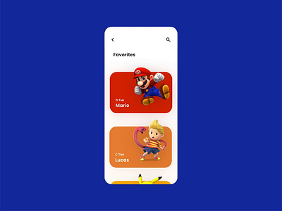 Super Smash Bros. — Mobile App adobe xd fighting gaming app interface design iphone lucas mario marth mobile app nintendo pikachu super smash bros ui design ux designer