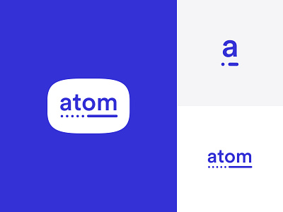 Atom Logo atom branding design icon identity logo logotype mark purple typography vector