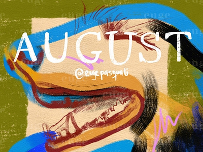 August august brush brushpen calendar colorful digital art dog illustration dogs illustration season