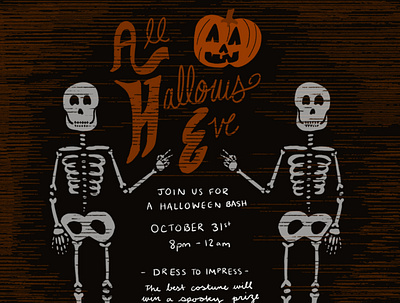 All Hallows Eve Invite drawing halloween illustration lettering procreate