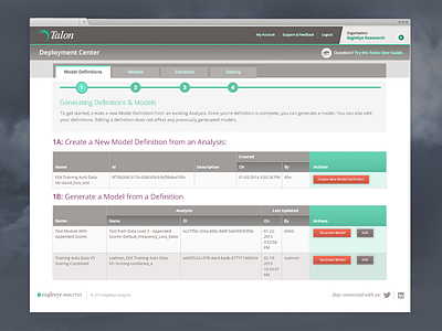 EagleEye Analytics Solution Deployment Center machine learning photoshop shot ui wizard