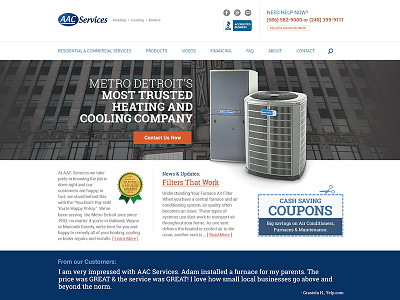 Concept for Heating/AC Vendor based out of Metro Detroit. responsive service industry ui