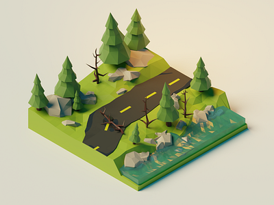 Low Poly Forest Scene in Blender 3d beginner blender blender3d forest green learning lowpoly poly tree tutorial water