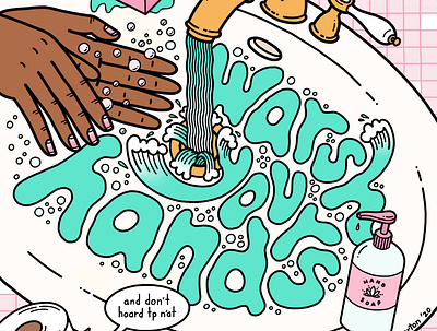 Warsh Your Hands digital hand washing illustration pittsburgh procreate yinzer