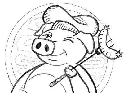 Piggy Mascot concept drawing logo sketch