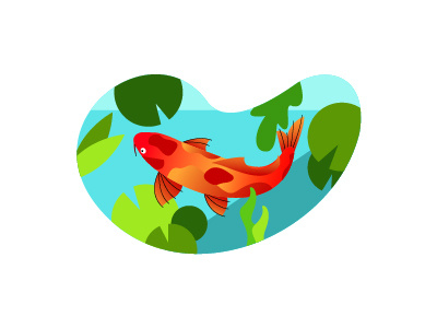 KOI endemic fish habitat illustration japan koi logo nature vector water