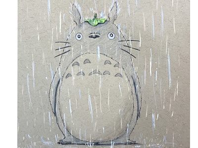 My Neighbor Totoro Rain Scene | anime apple pencil hayao miyazaki illustration ink pen ipad pro my neighbor totoro procreate studio ghibli totoro