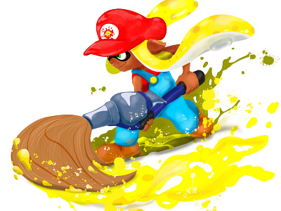 Super Mario Inkling Girl (Splatoon) fanart geek illustration illustration art inkbrush inkling ipad pro nerd nintendo procreate art splatoon videogames