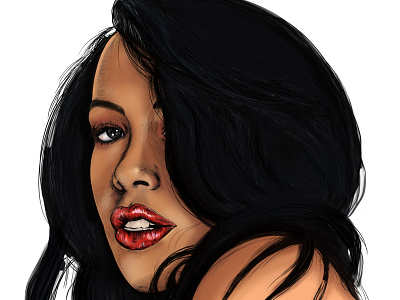 Aaliyah Color Portrait aaliyah art drawing illustration ink pen markers portrait procreate realism vector