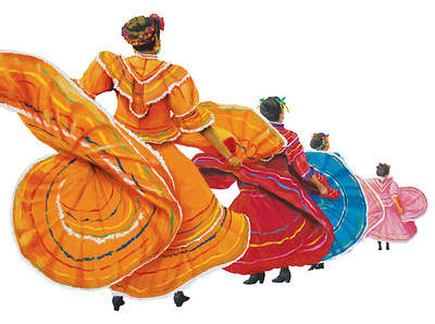Mexican Folkloric Dancers bailando canvas celebration cinco de mayo dancers design fiesta folkloric hispanic heritage illustration mexican oil paint painting