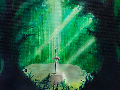 Lost Woods Master Sword acrylic forest illustration links awakening lost woods master sword nature nintendo painting retro super mario the legend of zelda video games zelda