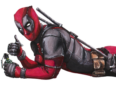 Dead Pool color pencil dead pool deadpool illustration ink pen markers marvel comics marvelcomics mercado ninja painting prismacolor super hero