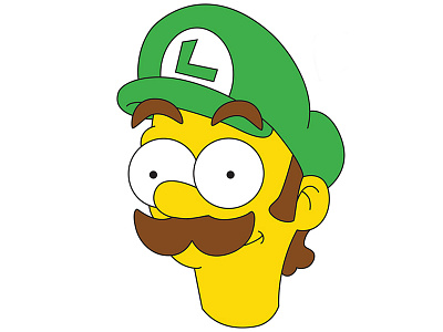 Simpson Style Luigi digital fan art flanders halloween homer simpson illustration luigi nintendo retro super mario super mario bros the simpsons video games