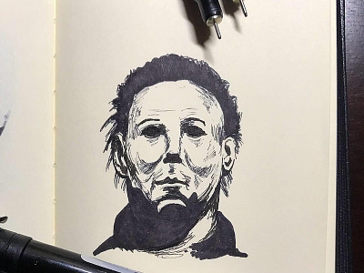 Michael Myers (Halloween 1978) design halloween horror movie illustration ink pen inktober inktober 2018 markers michael myers pens sketchbook