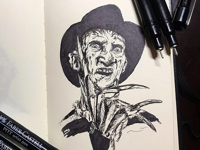 Freddy Krueger design freddy krueger halloween horror movie illustration ink pen inktober inktober 2018 markers nightmare on elm street pens sketchbook