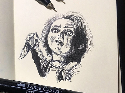 Chucky (Child's Play) childs play chucky dolls halloween horror movie illustration ink pen inktober inktober 2018 markers