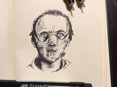 Hannibal Lecter (The Silence of the Lambs) cannibal halloween hannibal horror movie illustration ink pen inktober inktober 2018 markers