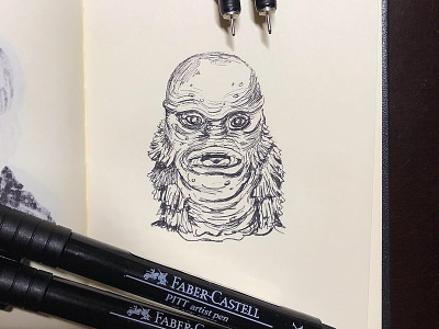 Creature from the Black Lagoon creature creaturedesign halloween horror movie illustration ink pen inktober inktober 2018 lagoon markers monster monster mash swamp