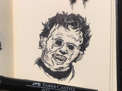 Leatherface (The Texas Chainsaw Massacre) cannibal chainsaw halloween horror movie illustration ink pen inktober inktober 2018 leatherface markers massacre