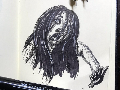 Ju-on (The Grudge) halloween horror movie illustration ink pen inktober inktober 2018 japanese japanese horror ju on juon markers thegrudge
