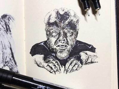 The Wolfman halloween horror movie illustration ink pen inktober inktober 2018 markers werewolf wolf wolf man wolfman