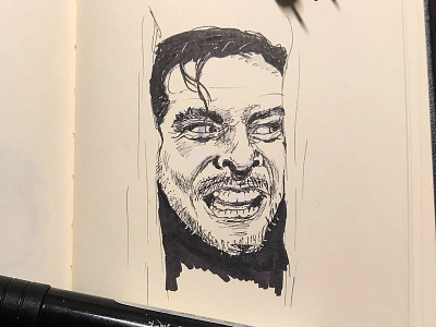 Jack Torrance (Jack Nicholson) "The Shining" halloween horror movie illustration ink pen inktober inktober 2018 jack nicholson markers the shining