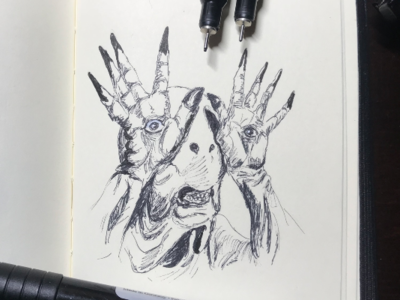 Pale Man "Pan's Labyrinth" fairy tale fairytale guillermo del toro halloween horror movie illustration ink pen inktober inktober 2018 markers pale man pans labyrinth