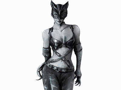 Catwoman (Halle Berry) batman cat cat drawing catwoman charcoal design halle berry pencil drawing sketching super hero