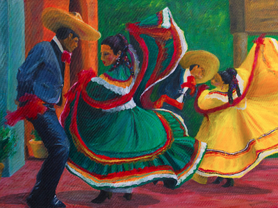 Baile Folklorico baile baile folklorico ballet cinco de mayo dancers dresses fashion folk dance illustration impressionism mariachi mexican ballet mexicano sombrero spanish dance