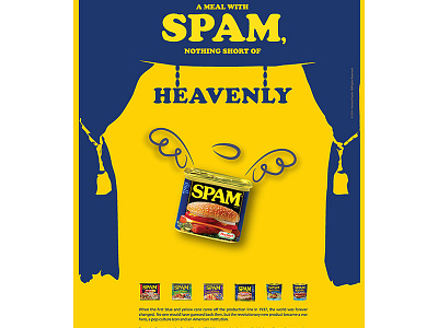 Spam Poster advertisement branding design food add food and drink foodie ham heavenly icon illustration logo lunch poster spam typography ui vector wings
