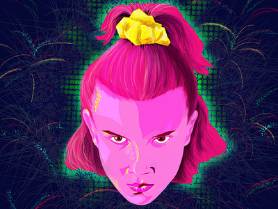 Eleven (Millie Bobby Brown) Stranger Things 4th of july eleven fireworks halloween horror movie illustration inktober ipad pro millie bobby brown pop art popart procreate procreate app procreate art procreate brushes stranger things strangerthings vector