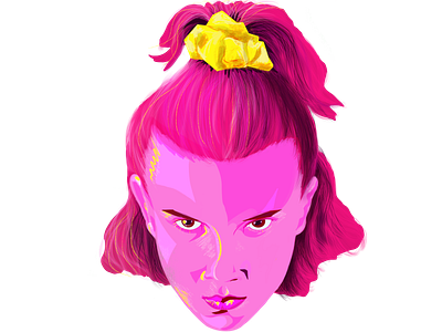 Eleven (Millie Bobby Brown) Stranger Things digital color pencil digital painting eleven halloween millie bobby brown pink hair pop art popart stranger things vector