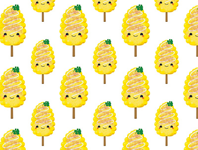 Elote Pattern (Mexican Street Corn) candy chibi corn design digital elote food and drinks illustration ipad kawaii logo lollipops mexican procreate ui vector