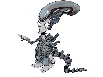 Roger the Alien as a Xenomorph alien american dad area 51 cartoon illustration digital art halloween illustration inktober procreate rogersmith vector xenomorph