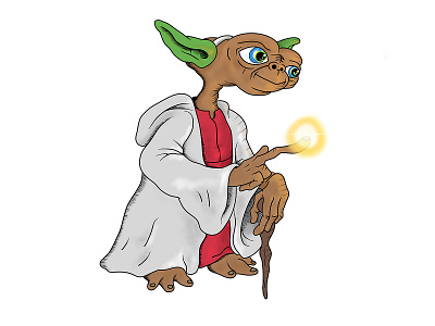 E.T. dressed as Yoda alien area 51 cartoon illustration doodles etsy extraterrestrial illustration inktober star wars starwars fanart vectober yoda