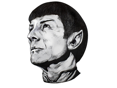 Spock (Leonard Nimoy) cross hatching dralloween halloween illustration inktober markers pens spock star trek star wars