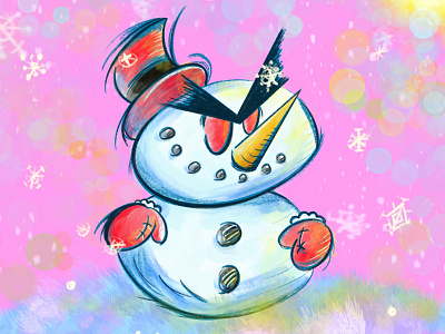Angry Chib Snowman apple pencil chibi chirstmas design digital painting holiday cards illustration inktober ipad pro procreate procreate app procreate art snowman vector