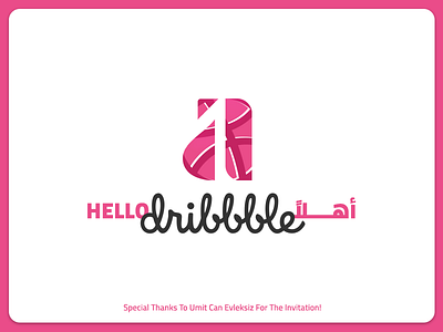 Hello Dribbble ! arabic debut hello hello dribbble logo design player