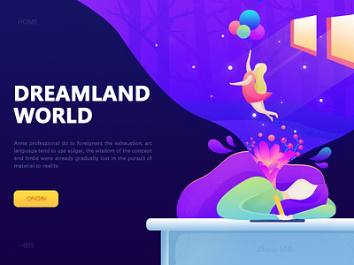 dreamland-world-005 color draw dream girl illustration light night star typesetting webpage working