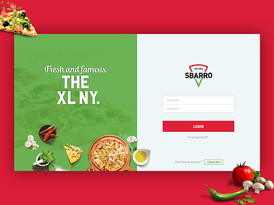 Sbarro Pizza Login Concept branding design flat india ios logo pizza ui design uiux ux uxdesign web