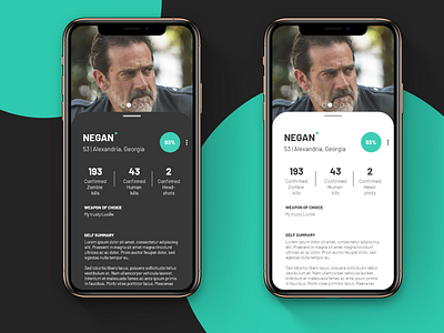 Daily UI 006 - User Profile adobe xd app daily ui dailyui dating app design stats the walking dead ui webdesign